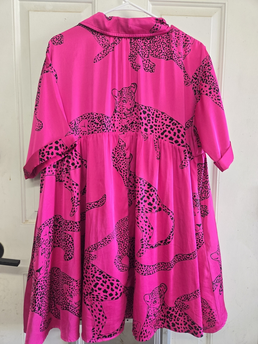 Entro Hot Pink Button-Down Leopard Print Tunic Dress Size S - Picture 5 of 5
